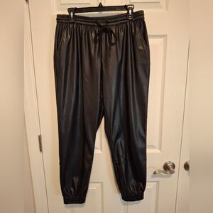 A New Day Black Faux Leather Joggers